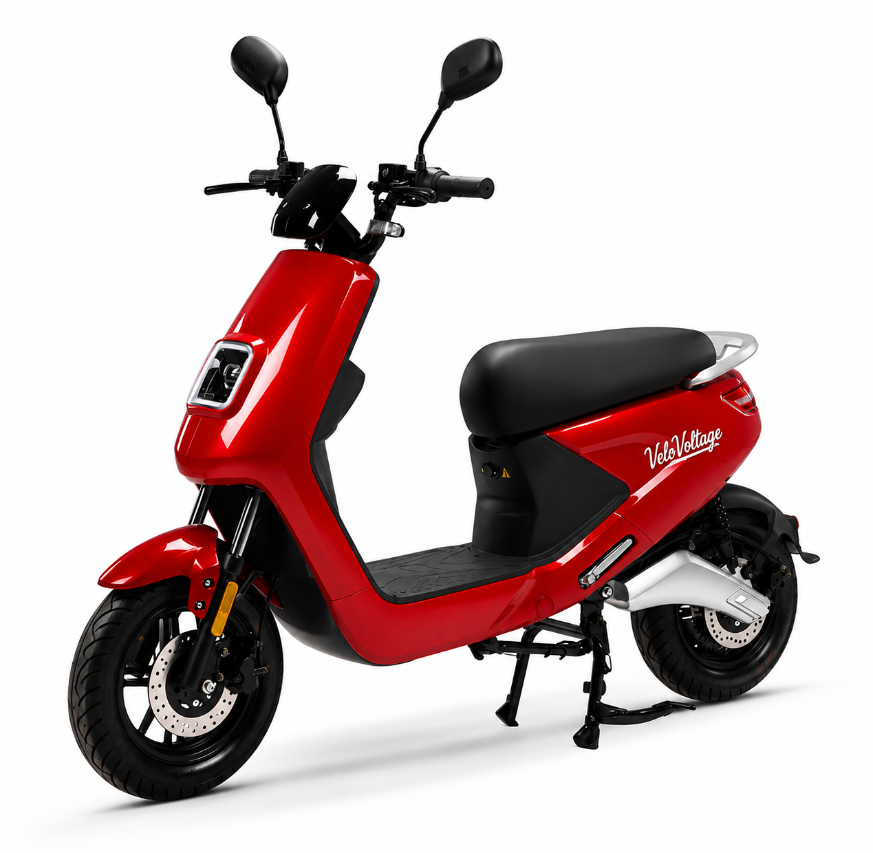VeloVoltage Light rdeča električni skuter sprednji levi pogled
